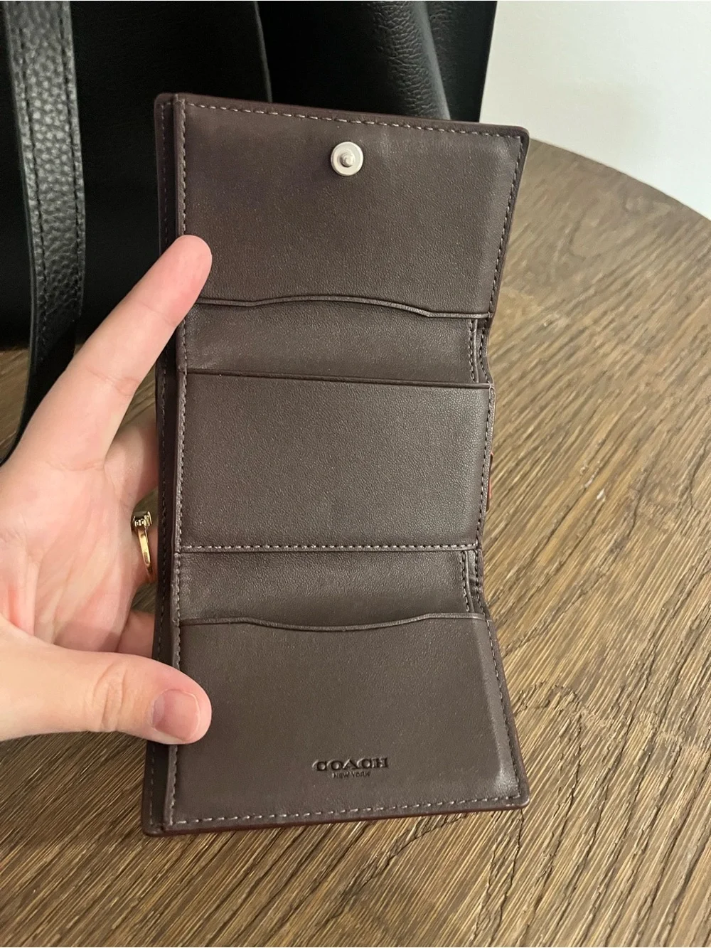 COACH Red Leather Card & Key Holder with Silver Logo